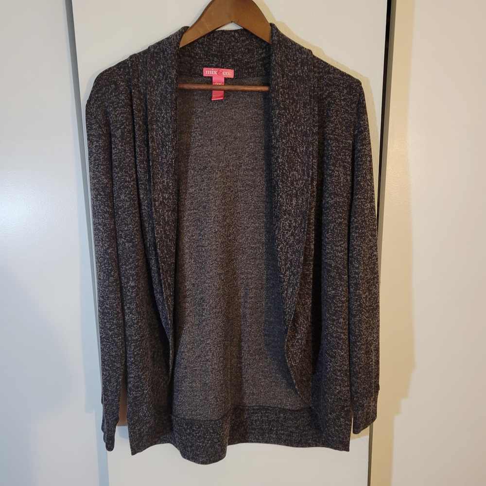Mix & Co Women's Charcoal Open Front Cardigan